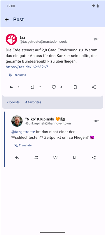 Thread mit Boosts und Favoriten